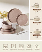 Stoneware Dinnerware Set for 6, Plates and Bowls, Chip & Scratch Resistant - Image 7
