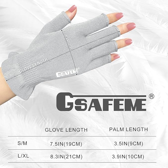 GSAFEME Cotton Gloves Eczema - Fingerless Touchscreen Moisturizing Gloves for Dry Hand Sleeping - Cotton Gloves for Men and Women, Gray S/M 3 Pairs