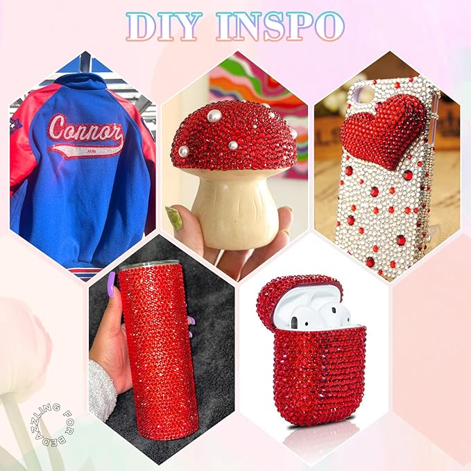 30000Pcs Resin Rhinestones for Bedazzling with B7000 Jewelry Glue, Red Flatback Gems Rhinestones for Crafting, Clothing Tumblers Mugs Shoes Fabric Decor Nail Art
