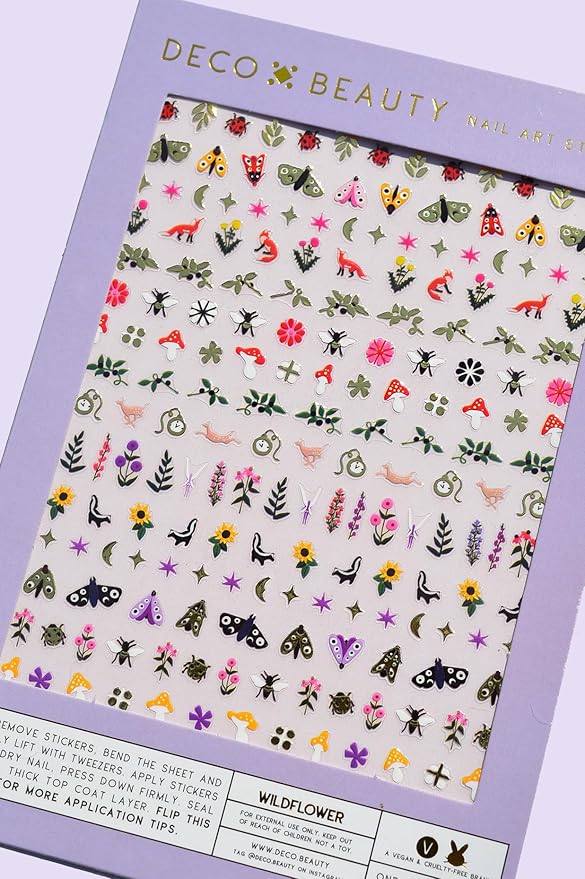 Deco Beauty Wildflower Nail Stickers - Lightweight & Easy-to-Apply Nail Art with Cute & Trendy Designs - Durable & Long-Lasting Nail Stickers for Women, Ideal for DIY Manicures