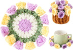 Crochet Flower Coasters, Handmade Bouquet Coasters by VaneOak