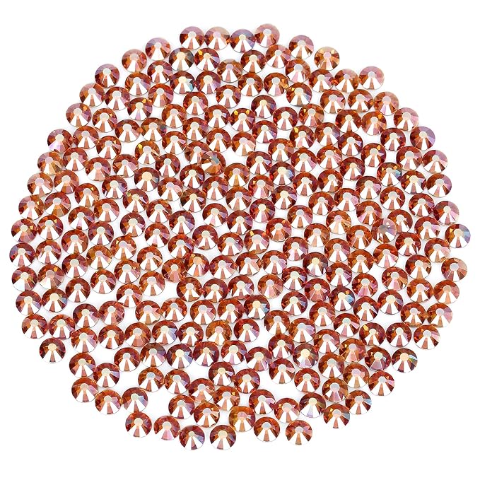 Novani Rhinestones 1440Pcs Flatback Crystal Round Loose Gemstones Glass Rhinestones for Crafts Makeup Nail Art Clothes Shoes DIY Decorations(SS12, 3.0-3.2mm,Amber)