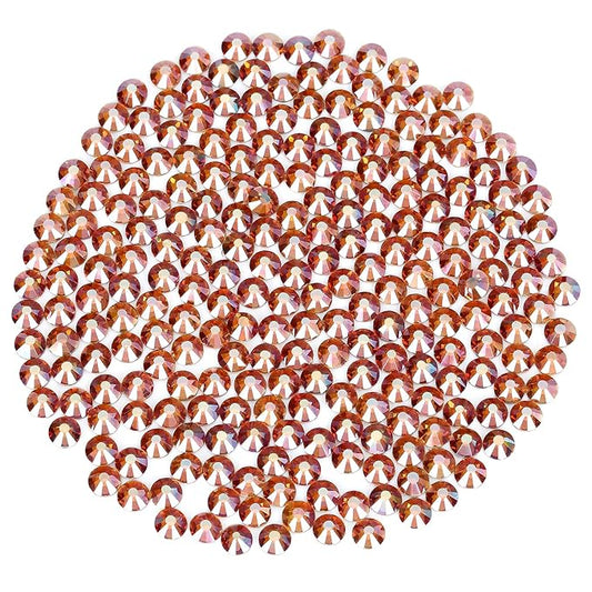 Novani Rhinestones 3000Pcs Flatback Crystal Round Loose Gemstones Glass Rhinestones for Crafts Makeup Nail Art Clothes Shoes DIY Decorations(SS6, 1.9-2.0mm,Amber)