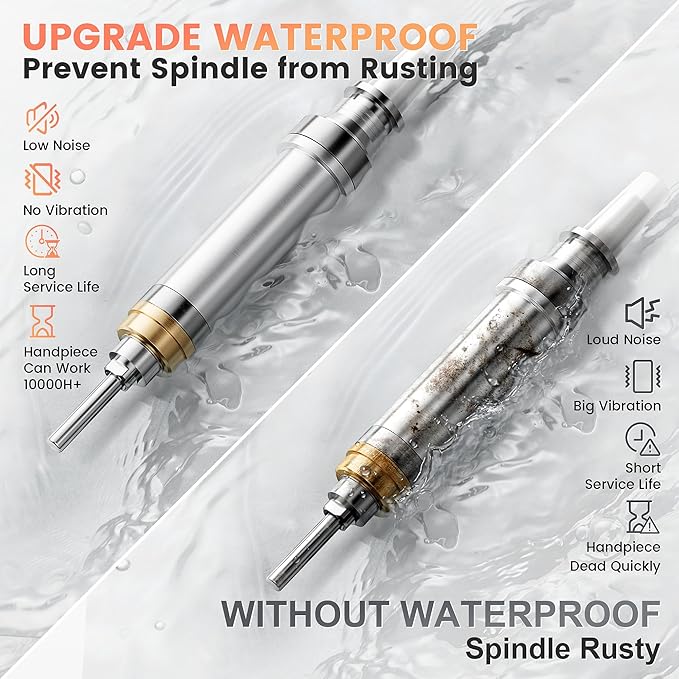 L'UGX Professional Nail Drill, Waterproof 35000RPM Brushless Nail Drill Machine, Rechargeable Nail Efile for Acrylic Gel Nails, Low Noise and Low Vibration