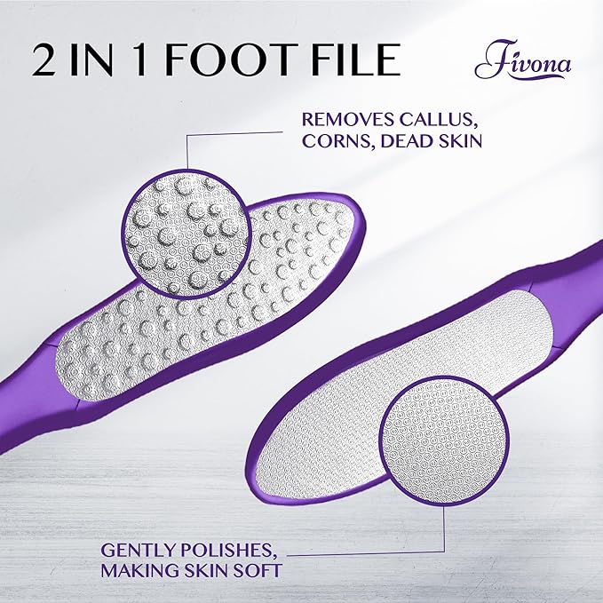 Fivona Foot File - Callus Remover, Double Sided Foot Rasp for Dry Heels, Feet Scrubber for Dead Skin, Foot Scraper for Corn Removal