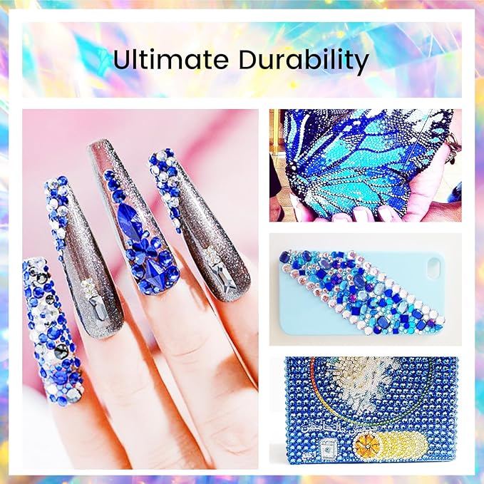 Novani Royal Blue Rhinestones, Flatback Loose Gemstones 288pcs Glass Crystal for Clothes Shoes Crafts Makeup Nail Art and DIY Decorations(SS30, Sapphire)