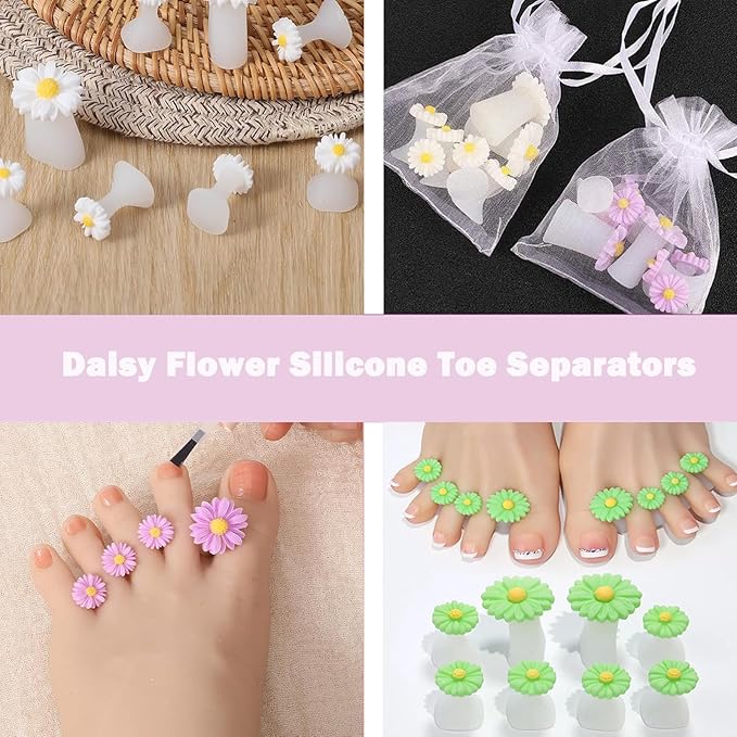 32 Pieces Toe Separators Silicone Flower Toe Separators for Pedicure Colorful Toe Stretcher Nail Polish Art Tools Pedicure Spacers Tools for Nail Salon Toes Dividers (B)