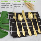 20 Piece Silverware Set for 4, Hammered Silverware Set 18/10 Stainless Steel - Image 3