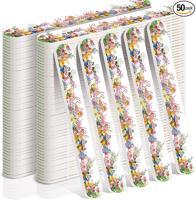 50 Pcs Baby in Bloom Baby Shower Favors Decorations Party Games Winners Prizes Gifts Bulk Floral Emery Board Nail File for Adults Guests Gender Reveal Favors Decorations Gift Bags Stuffers