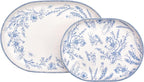 Bico Blue Garden Toile De Jouy 16 plus 12 inch Oval Platters Set, Microwave and by Bico