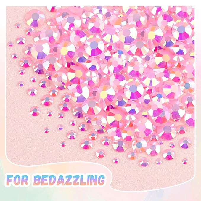 25000Pcs Resin Rhinestones with B7000 Jewelry Glue for Crafting, Light Pink AB 2-6mm Non Hotfix Flatback Gems, Bedazzling Crystal for DIY Crafts Clothing Tumblers Mugs Shoes Fabric Decor Nail Art