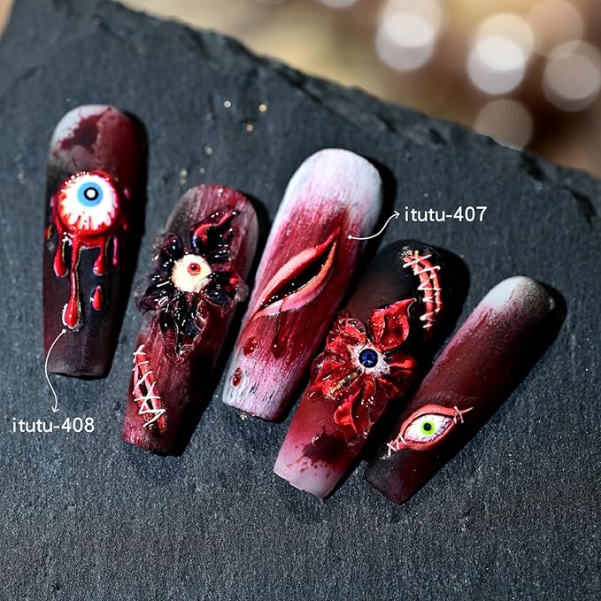 2pcs Halloween Nail Stickers for Art Gothic Punk Nail Stickers