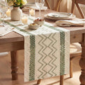 Artoid Mode Sage Green Stripe Diamond Woven Table Runner 12x48 Inch | Holiday by ArtoidMode