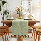 Rustic Boho Table Runner, Linen Table Runner, Farmhouse Table Runners 48 Inches - Image 2