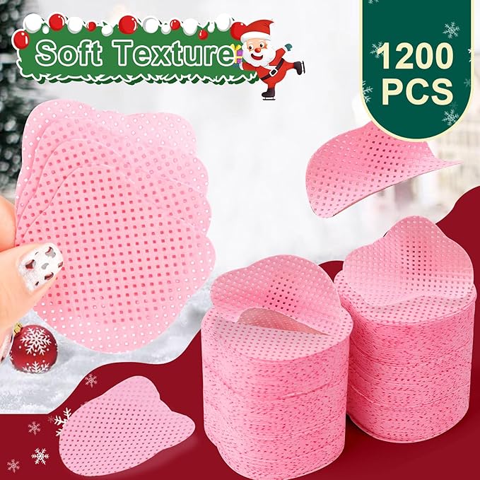 Lint Free Nail Wipes 1200PCS Cute Bear Head Shape Non-Woven Nail Polish Remover Wipes No Lint Cleaning Wipes Pink Soft Nail Wipes Nail Stuff Dry Pads For Nail Art & Eyelash Extension