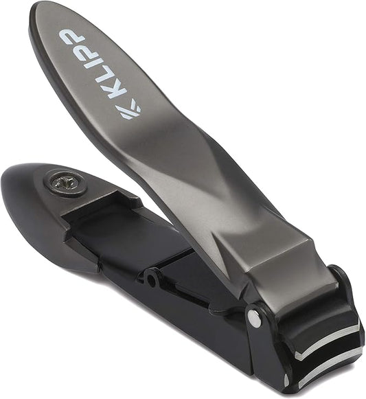 Nail Clippers for Men with Catcher - KLIPP Heavy Duty Razor-Sharp Self-Collecting Nail Cutter, Ergonomic Lever for Fingernails & Toenails, Ideal Gift for Men & Grooming Gifts Includes Ziplock Pouch