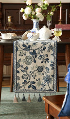 bilin gaier Designer French Linen Small Table Runner, Floral Pattern, Dining - Image 7