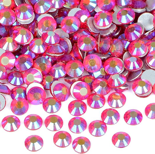 1440PCS Art Nail Rhinestones Non Hotfix Glue Fix Round Crystals Glass Flatback for DIY Jewelry Making with one Picking Pen (ss12 1440pcs, Siam AB)