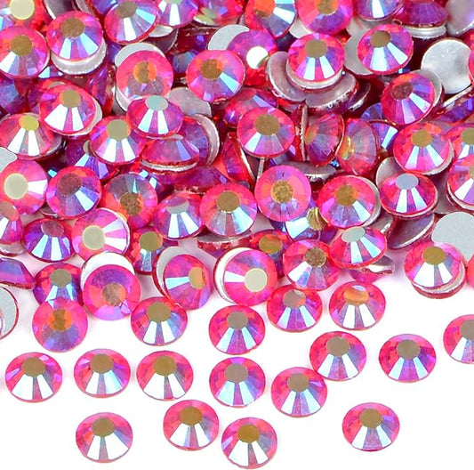 2880PCS Art Nail Rhinestones Non Hotfix Glue Fix Round Crystals Glass Flatback for DIY Jewelry Making with one Picking Pen (ss3 2880pcs, Siam AB)