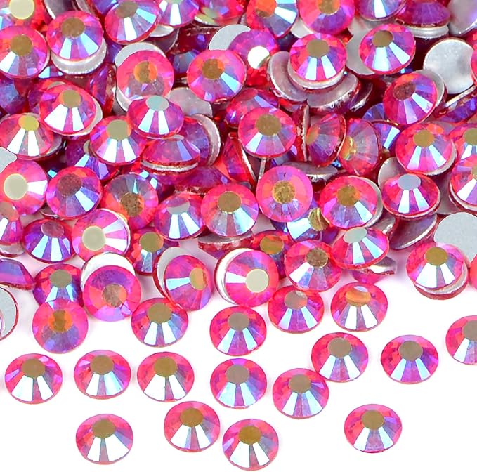 2880PCS Art Nail Rhinestones Non Hotfix Glue Fix Round Crystals Glass Flatback for DIY Jewelry Making with one Picking Pen (ss10 2880pcs, Siam AB)