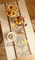 bilin gaier Designer French Linen Small Table Runner, Floral Pattern, Dining - Image 7