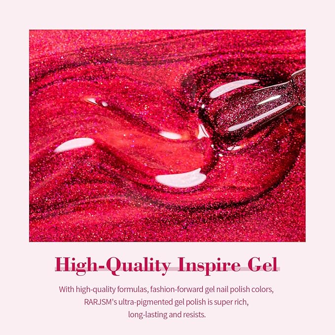 RARJSM Red Cat Eye Gel Nail Polish Diamond Dark Red Velvet Cateye Gel Polish 15ml Single Bottle with Magnet Stick Reflective Shimmer UV LED Curing Requires Soak Off for Home Salon Christmas Manicure