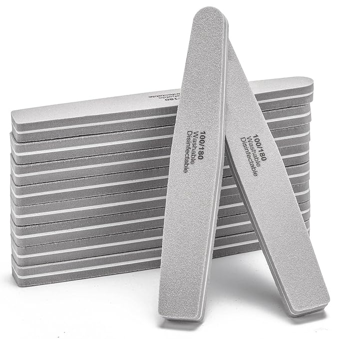 Nail Buffers Blocks 10 Pcs Double Sided Professional Nail File 100/180 Grit for Acrylic/Natural Nails, Gray