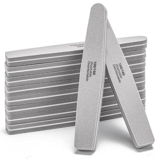 Nail Buffers Blocks 10 Pcs Double Sided Professional Nail File 100/180 Grit for Acrylic/Natural Nails, Gray