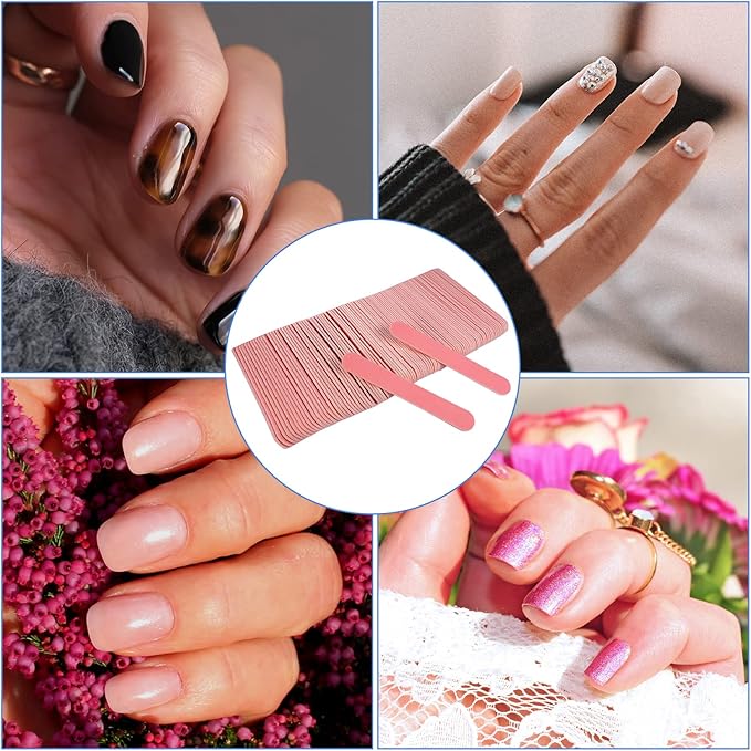 Mini Nail Files Bulk (100 Pcs), Double Sided Emery Board Nail File for Nature Nails, Manicure Tool Set Disposable Colorful Nail File for Home Salon Use Travel Size Men Women Kids Wood Board