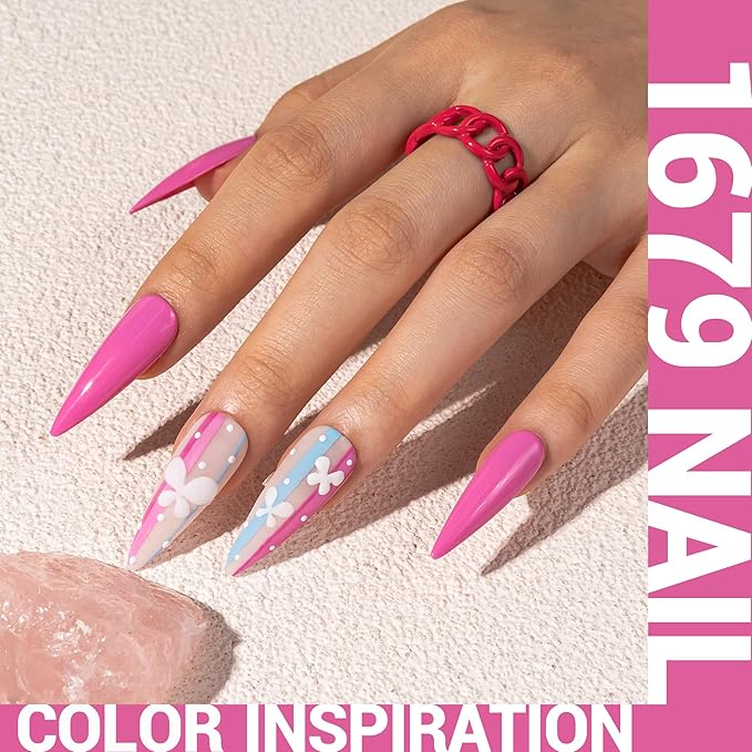 MelodySusie Thick Hot Pink Gel Nail Polish,0.5fl oz Nails Soak Off UV LED Pastel Purple Pink Gel Polish Gift for Women Nail Art Manicure Salon DIY Nail Design Decoration at Home-1679