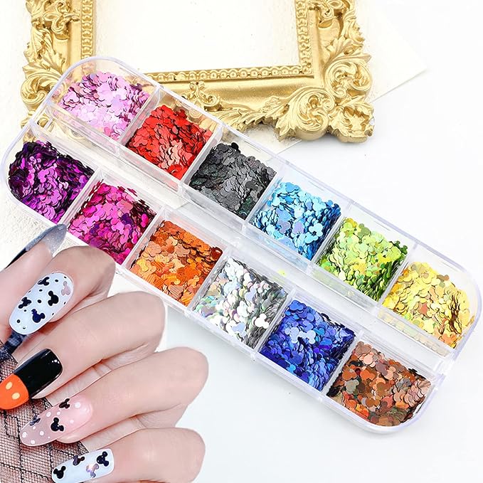 12 Color Nail Glitter Sequins 3D Shiny Flakes - Gold Glitters, Sparkle Decor DIY Craft