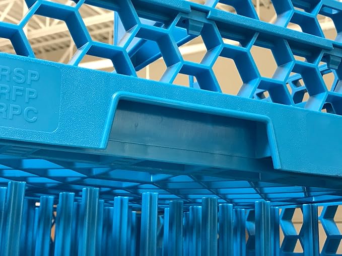 Carlisle FoodService Products RG25-114 OptiClean 25 Compartment Glass Rack with Extender, 3-1/2" Compartments, Blue (Pack of 4)