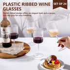YOUBET 24Pack Plastic Ribbed Wine Glasses - Image 5