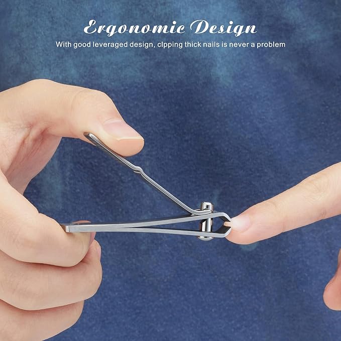 Nail Clippers Set for Thick Nails - Fingernail Clippers with File, Ultra Sharp Cutter for Ingrown Toenail Clippers (Silver)