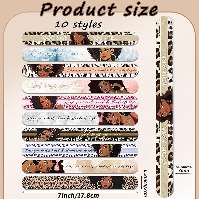 Lothee 50 Pack Nail Files Black African Women Board Nail File for Natural Nails Double Sided 150 Grit Emery Boards Professional Fingernails Emery Boards Buffer Manicure Tool for Women Gifts
