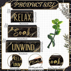 Moucuny 4 Pcs Black and Gold Bathroom Shelf Decor Sign Farmhouse Bathroom Decor - Image 2