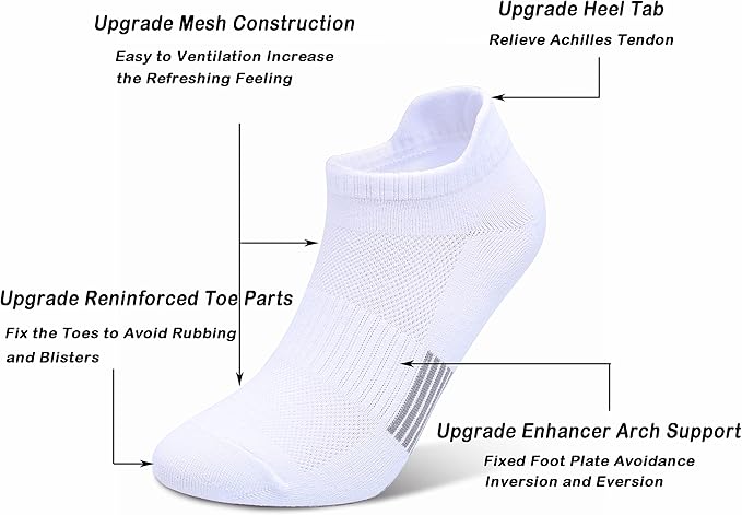 Henwarry Women's 10 Pairs Athletic Running Low Cut Socks Thin Cotton Soft Ankle Tab Socks