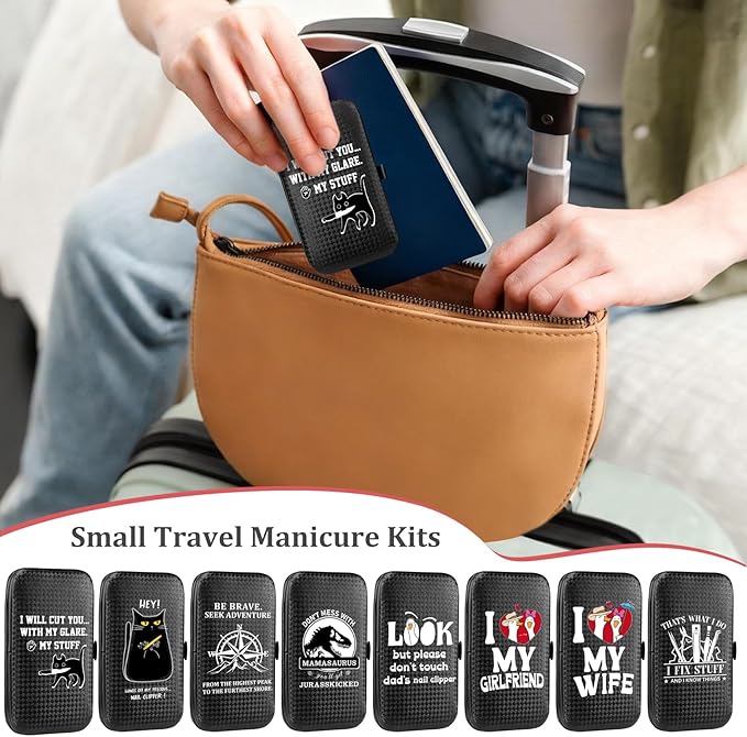 COSHAYSOO Christmas Stocking Stuffers Small Useful Funny Gifts for Boyfriend from Girlfriend, 7 Pcs Travel Manicure Set with Black Case Nail Clipper Grooming Fingernail Care Kit I Love My Girlfriend