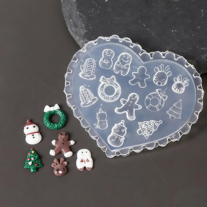 4 Pcs Christmas Silicone Nail Art Molds for Women Resin Nail Design