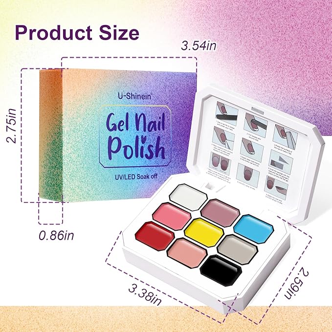 Gradient Painting Gel, 9 Colors Ombre Gel Nail Polish Oil Painting 3D Sculpture Effect for Pigment Pat Nails French Manicure DIY Nail Art Long-lasting Soak of UV/LED Artistic Inspiration