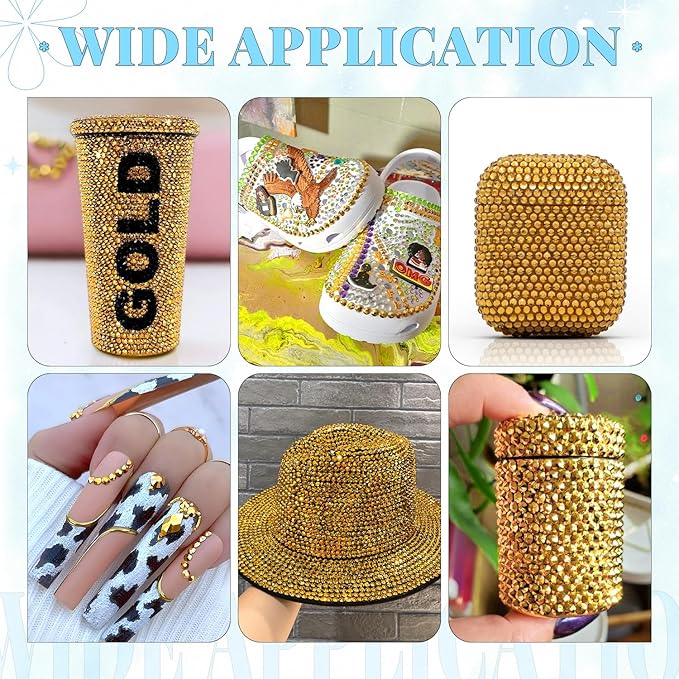 6000Pcs Resin Rhinestones for Bedazzling with 3Pcs B7000 Jewelry Glue, 1 Box Mine Gold Flatback Rhinestones for Crafting Crafts DIY, Crystals Gems for Clothing Shoes Tumblers Nail Art Makeup