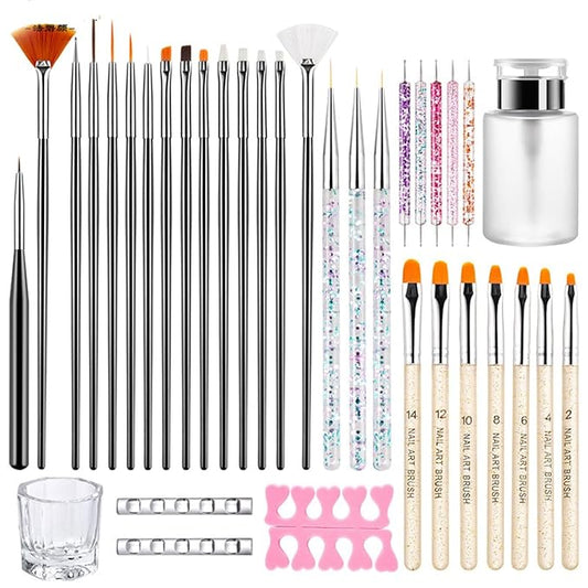 Nail Art Tools Kit, 18kinds nail art brush Set with Hand Tools and Accessories for Manicure,86pcs in total, Ideal gift for Women, girls. (RHYTHM-0024B2)