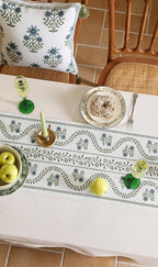 Designer French Linen Long Table Runner, Floral Pattern, Dining Table, Kitchen - Image 6