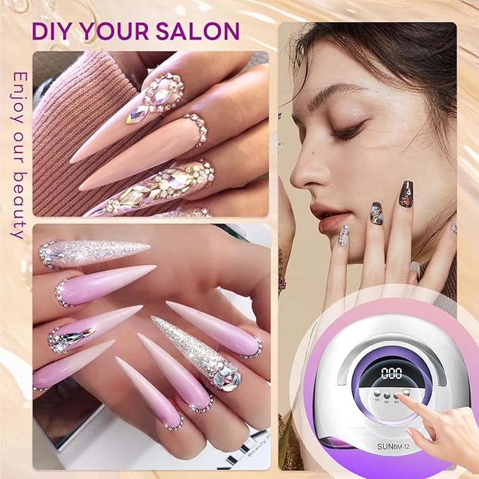 LED UV lamp for nails,200W UV lamp for gel nail polish dryer professional nail lamp, UV light for nails with 42 beads, auto sensor led gel nail lamp