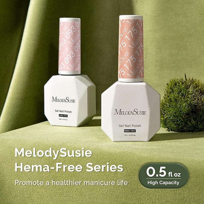 MelodySusie Hema Free Gel Nail Polish, 0.5 Fl Oz Thick Nude Orange Gel Polish, Non Toxic, Long Lasting, Soak Off UV Nail Polish, Manicure Nail Design Salon DIY Nail Art at Home 175