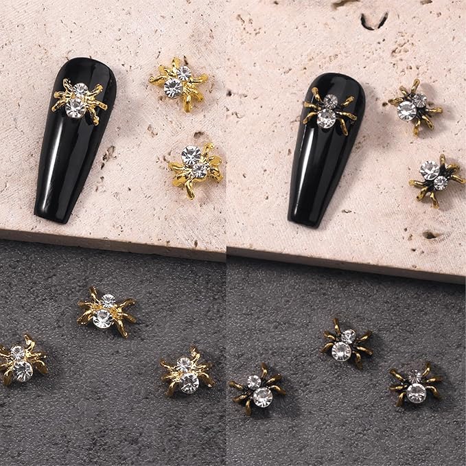 30Pcs Halloween Nail Charms Ghost Pumpkin Nail Art Charms Gold Silver Skull Spider Web Bat Nail Gems Halloween Nail Art Supplies Alloy Nail Art Decoration for Acrylic Nails for Women Girls