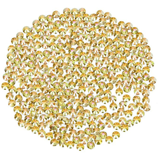 Novani Rhinestones 3000Pcs Flatback Crystal Round Loose Gemstones Glass Rhinestones for Crafts Makeup Nail Art Clothes Shoes DIY Decorations(SS6, 1.9-2.0mm,MetalSunlight)