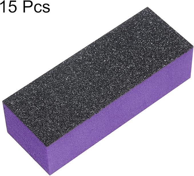 HARFINGTON 15pcs Nail Buffer Blocks 60/80/80 3 Sided Grit Nail Sanding Buffing File Block Manicure Tool for Acrylic Nail Shine Polishing Buffer, Purple