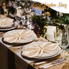 Gold Napkin Rings Set of 12, Semicircle Metal Bright Gold Napkin Holder Buckles - Image 6