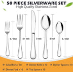 LIANYU 50 PCS Silverware Set for 10, Stainless Steel Cutlery Set | Flatware - Image 2